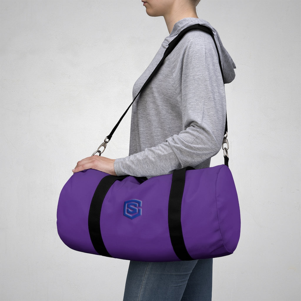 Purple Duffel Bag Blue Logo