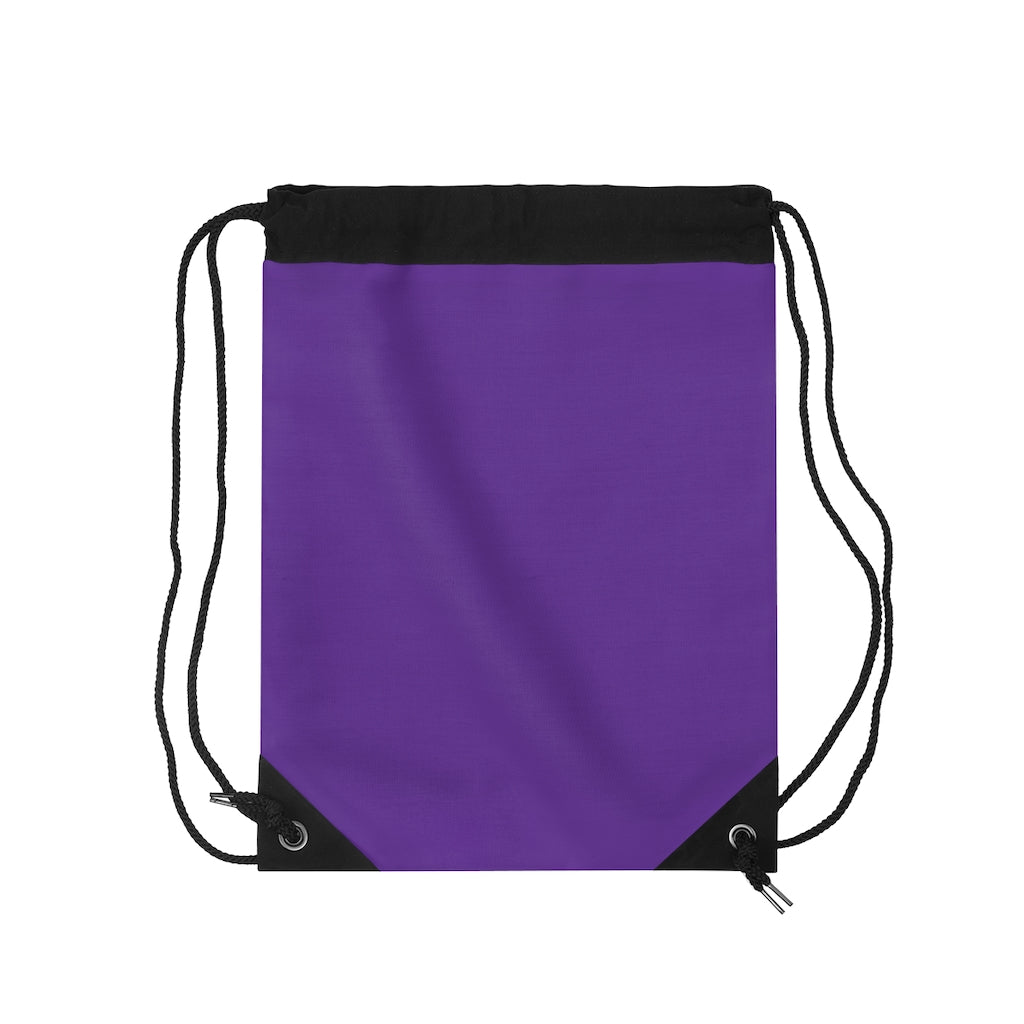 Purple  Drawstring Bag Brown logo