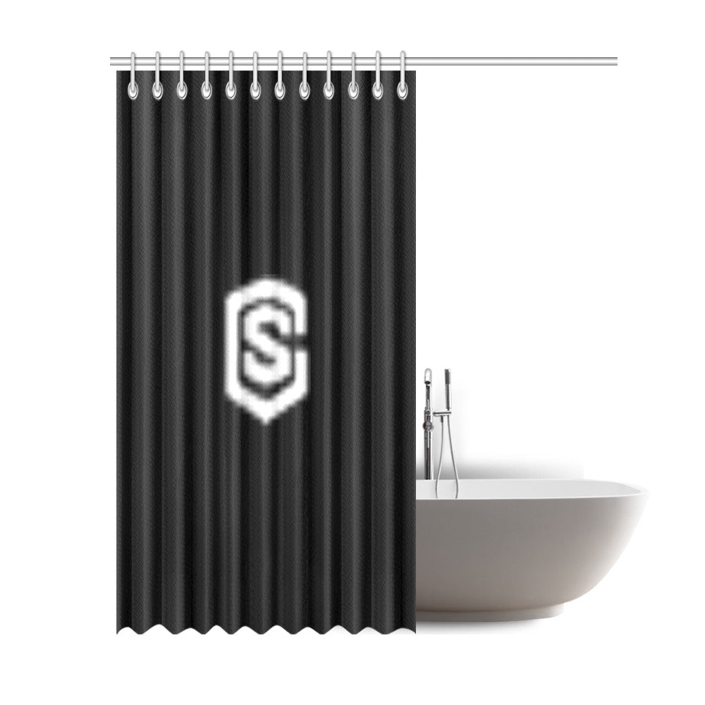Black Shower Curtain 69"x84" with White Logo Shower Curtain 69"x84"