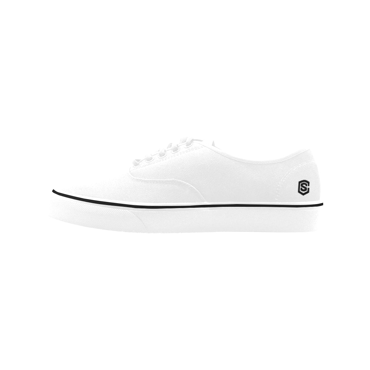 black logo Classic Women's Canvas Low Top Shoes (Model E001-4)
