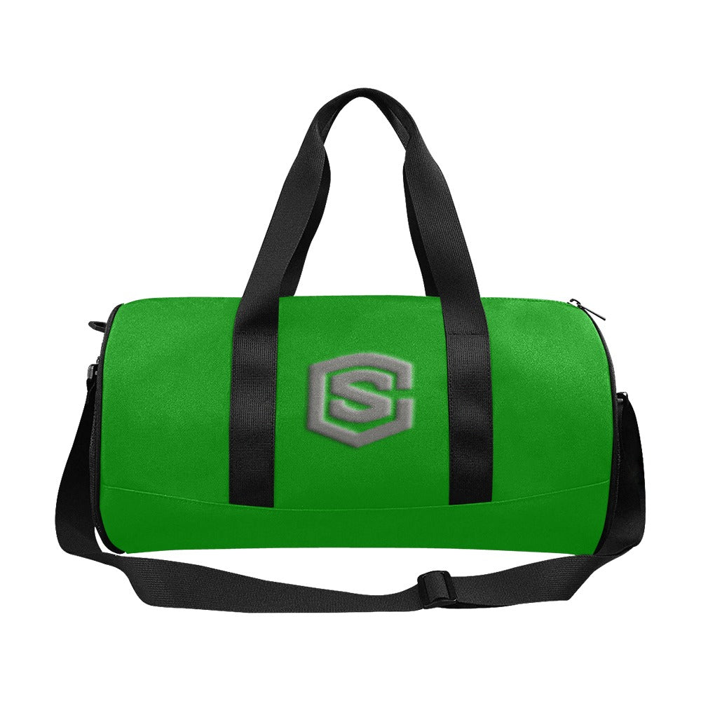 GREEN TRAVEL BAG WITH GRAY LOGO Travel Duffel Bags (Model 1679)