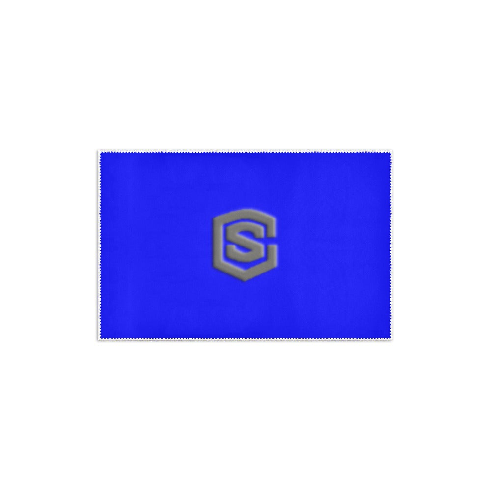 Blue Area Rug 2.6' x 1.7' with Gray Logo Area Rug 2.6' x 1.7'