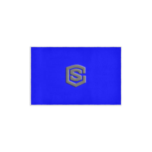 Blue Area Rug 2.6' x 1.7' with Gray Logo Area Rug 2.6' x 1.7'