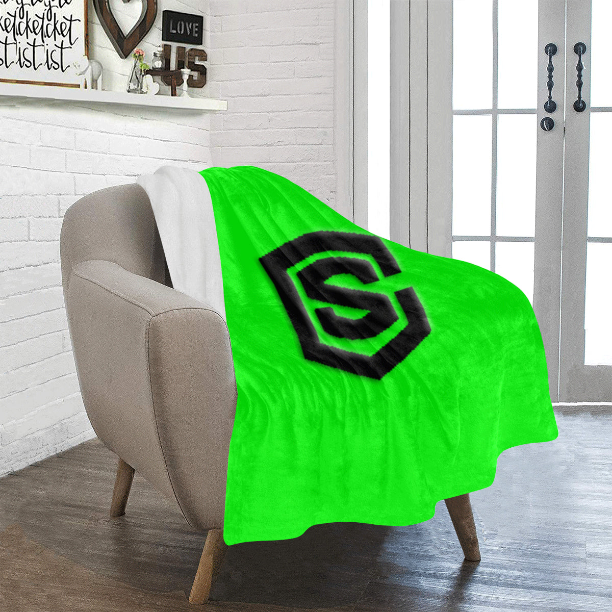 Green Ultra-Soft Micro Fleece Blanket with Black Logo Ultra-Soft Micro Fleece Blanket 30"x40"