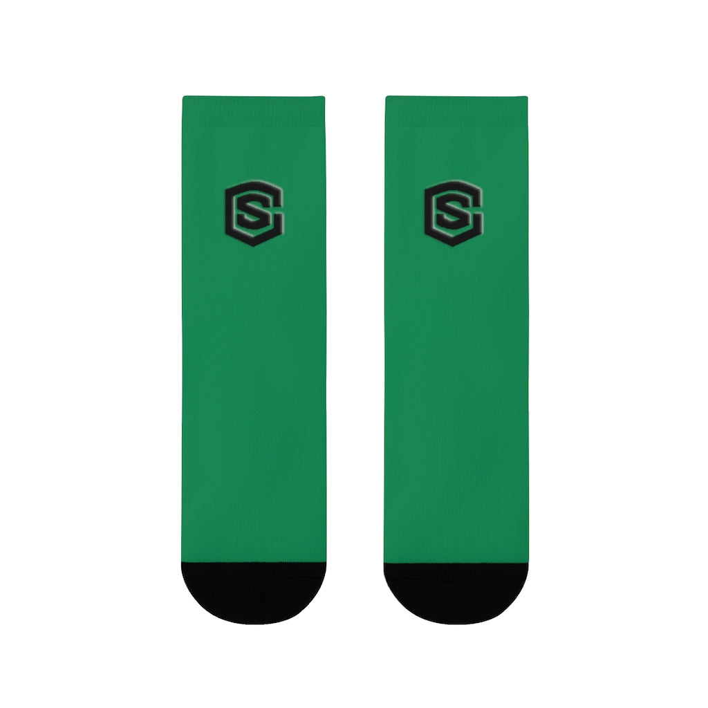 Green Sublimation Crew Socks (EU) Blue Logo