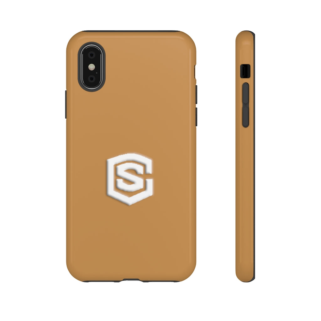Brown Tough Cases White Logo