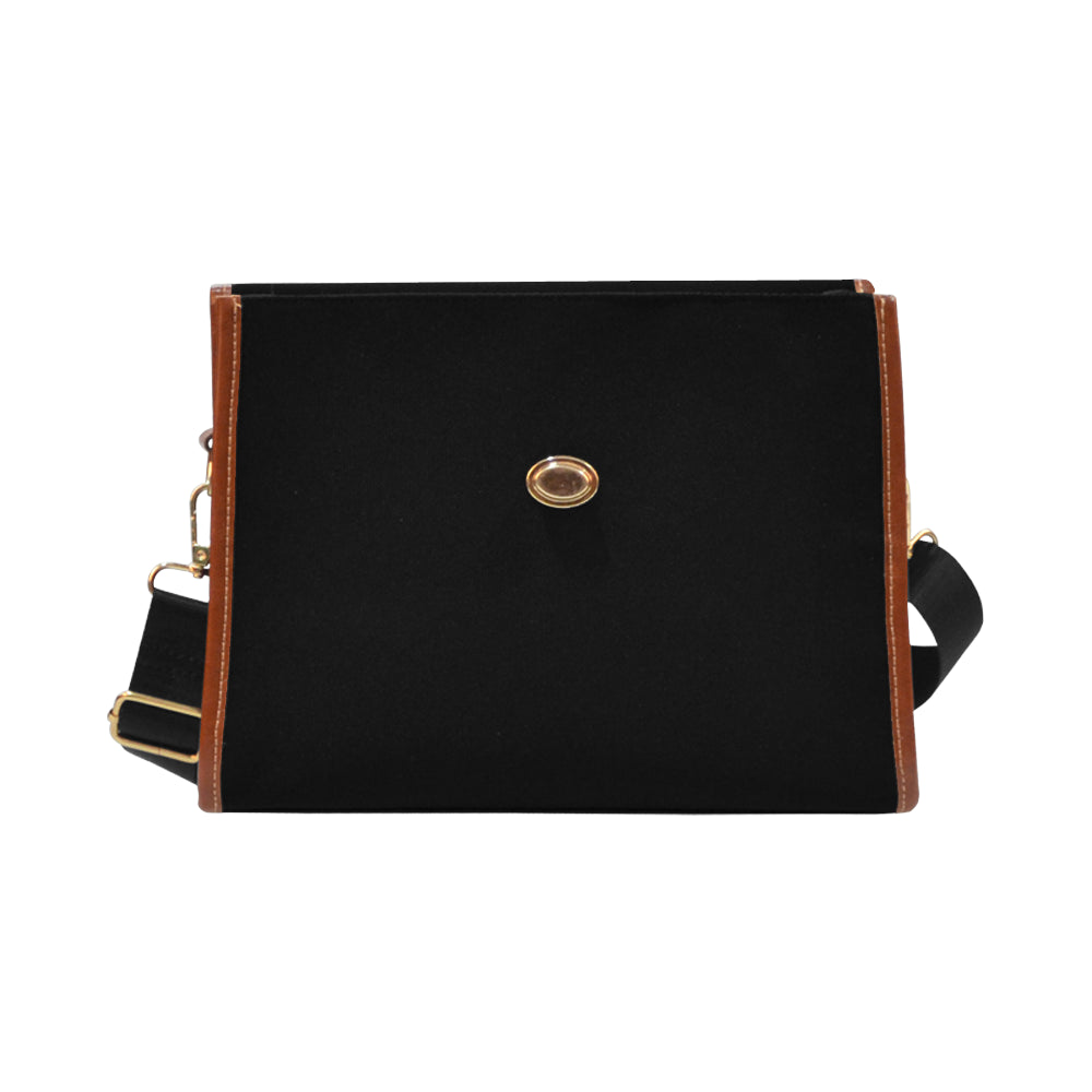 BLACK WATERFROOF CANVAS BAGsilver logo Waterproof Canvas Bag/All Over Print (Model 1641)