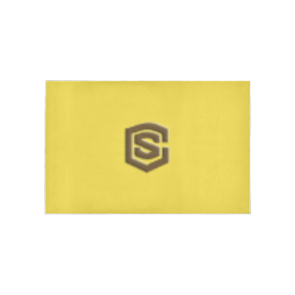 Yellow Area Rug Brown Logo Area Rug 5' x 3.2'