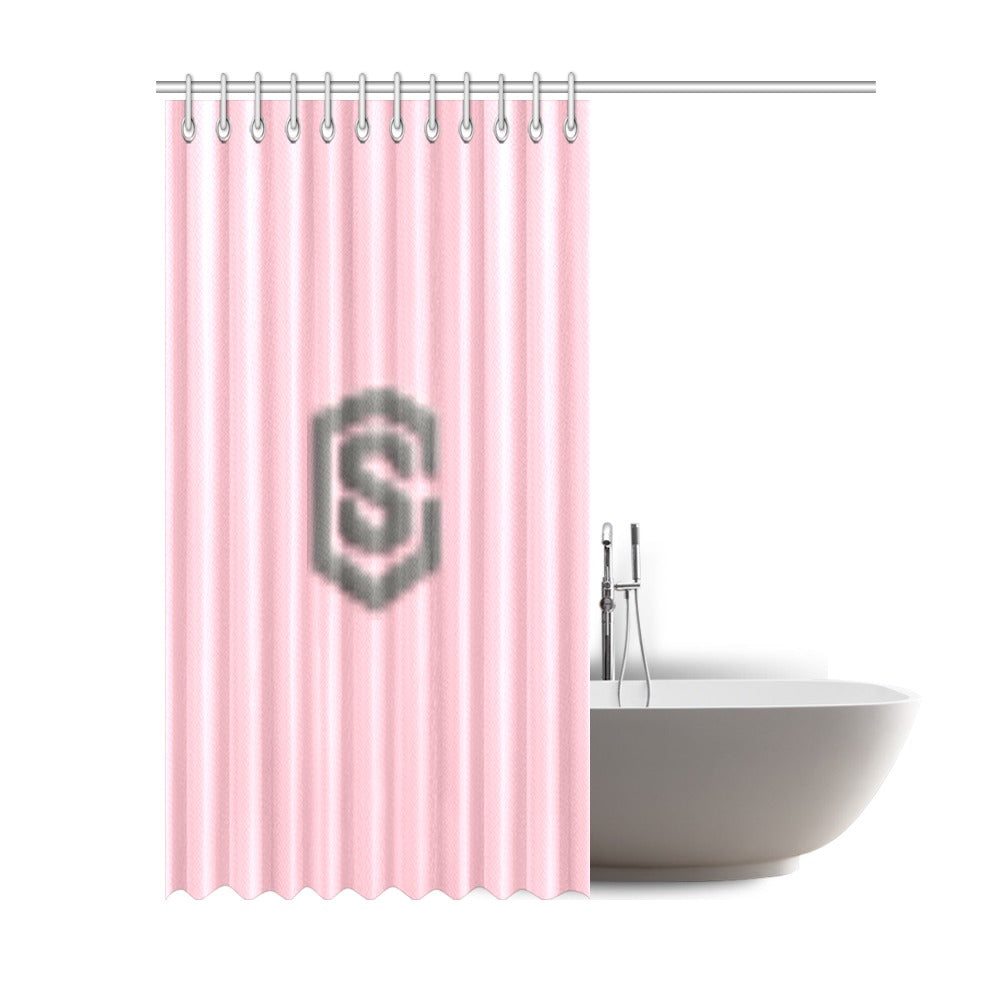 Pink Shower Curtain 69"x84" with Gray Logo Shower Curtain 69"x84"