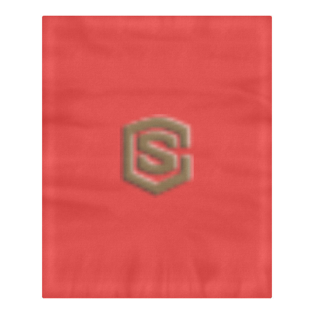 Red Duvet Cover Brown Logo 3-Piece Bedding Set (1 Duvet Cover 86"x70"; 2 Pillowcases 20"x30")(One Side)