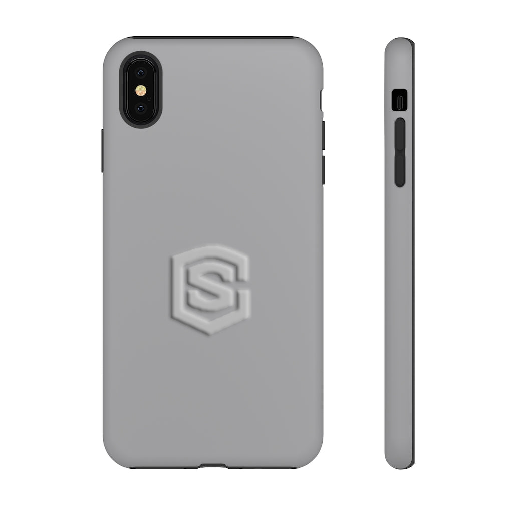 Grey Tough Cases Silver Logo