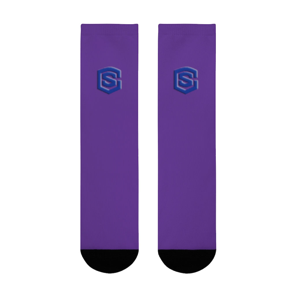 purple Sublimation Crew Socks (EU) Blue Logo
