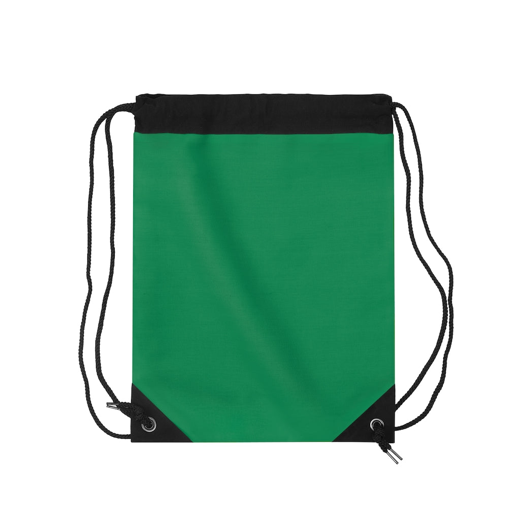 Green Drawstring Bag Pink logo