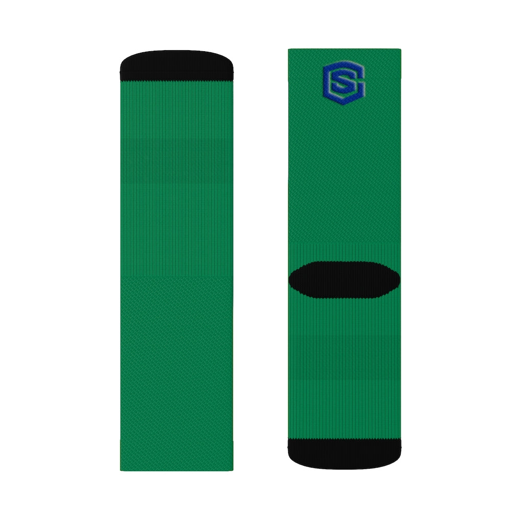 Green Sublimation Socks Blue Logo