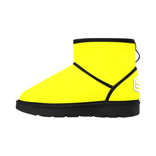 YELLOW Low Top Men's Snow Boots WITH WHITE LOGO Low Top Men's Snow Boots (Model 049)