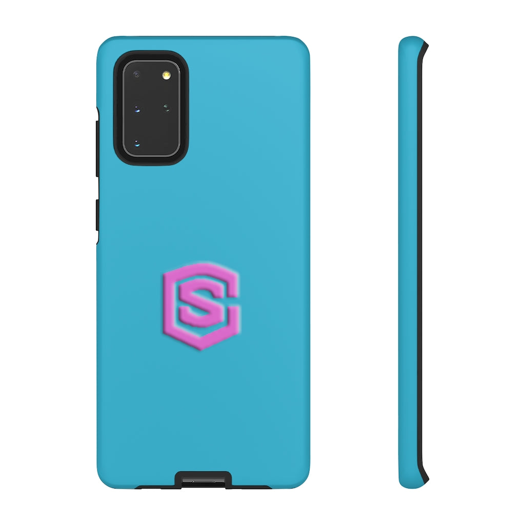 Blue Tough Cases Pink Logo