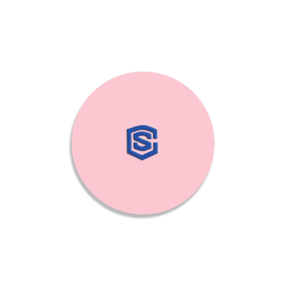 Pink Round Coaster with Blue Logo Round Coaster