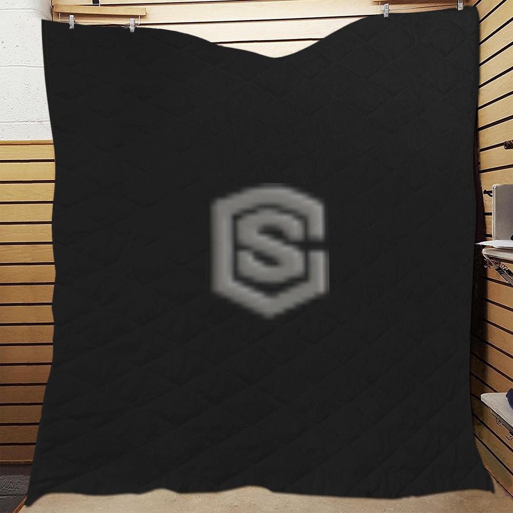 Black Quilt with Gray Logo Custom Quilt  70" x 80"