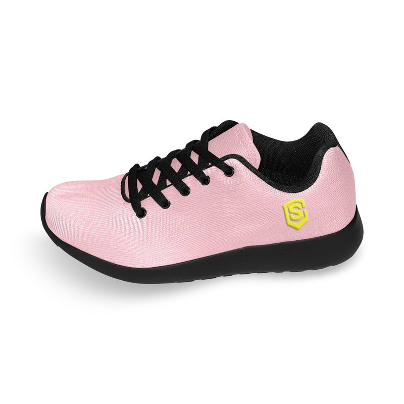 PINK KID SNEAKER WITH YELLOW LOGO Kid's Sneakers (Little Kid / Big Kid) (Model020)