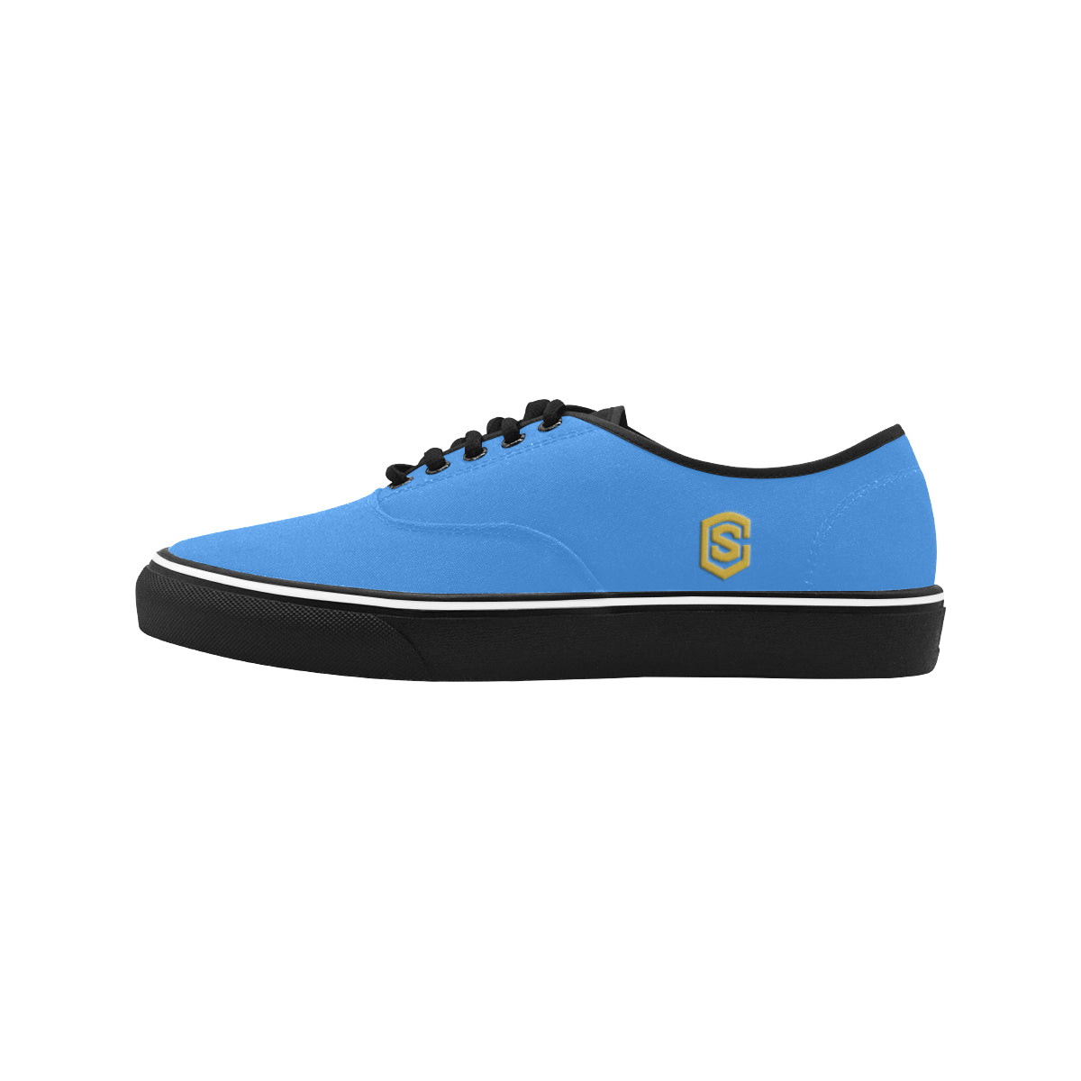 gold logo Classic Men's Canvas Low Top Shoes/Large (Model E001-4)