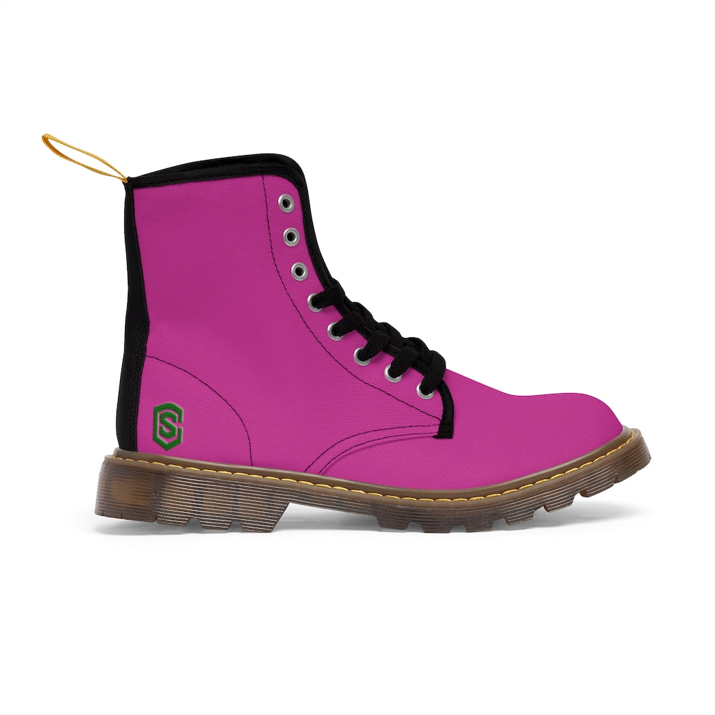 pink Men's Canvas Boots Green Logo