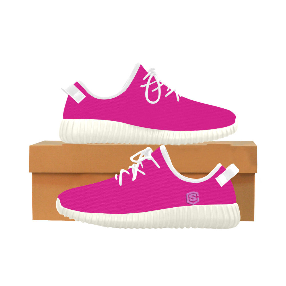 pink logo Grus Women's Breathable Woven Running Shoes (Model 022)