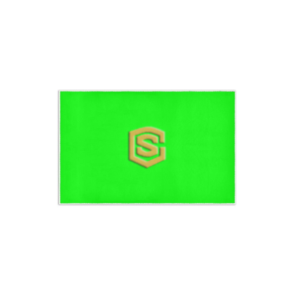 Green Area Rug 2.6' x 1.7' with Gold Logo Area Rug 2.6' x 1.7'