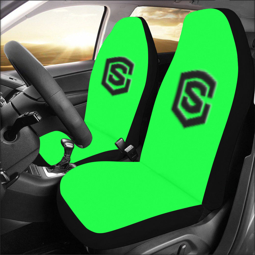 Green Car Seat Covers Black Logo Car Seat Covers (Set of 2)