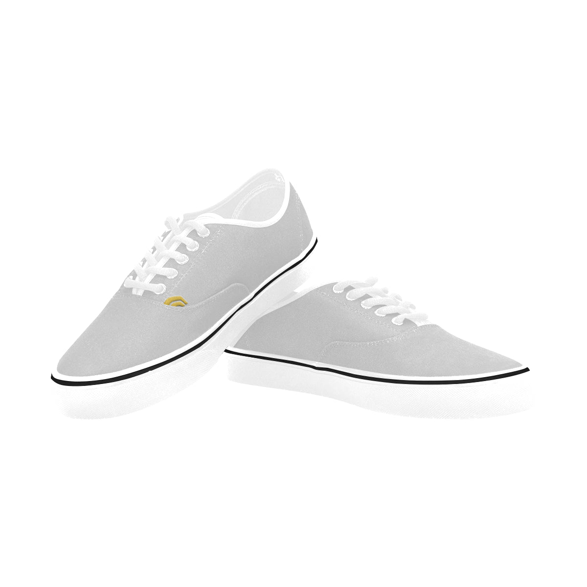 gold logo Classic Women's Canvas Low Top Shoes (Model E001-4)