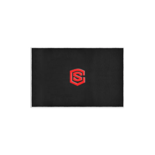 BLACK SMALL AREA RUG WITH RED LOGO Area Rug 2.6' x 1.7'