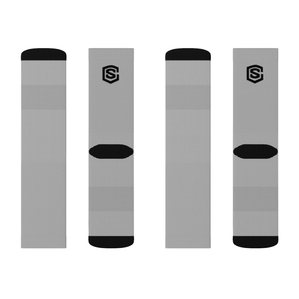 Light Grey Sublimation Socks Black Logo