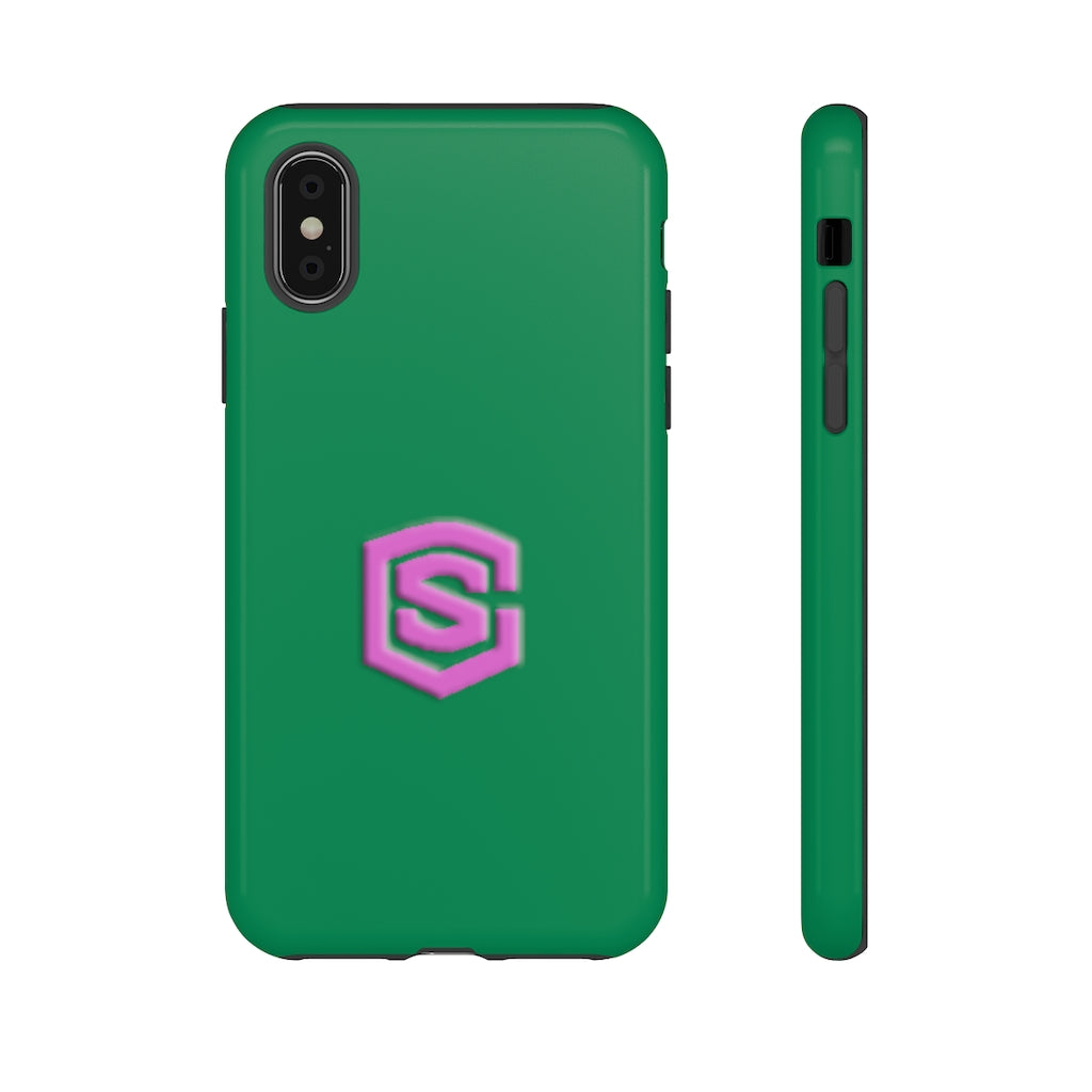Green Tough Cases Pink Logo