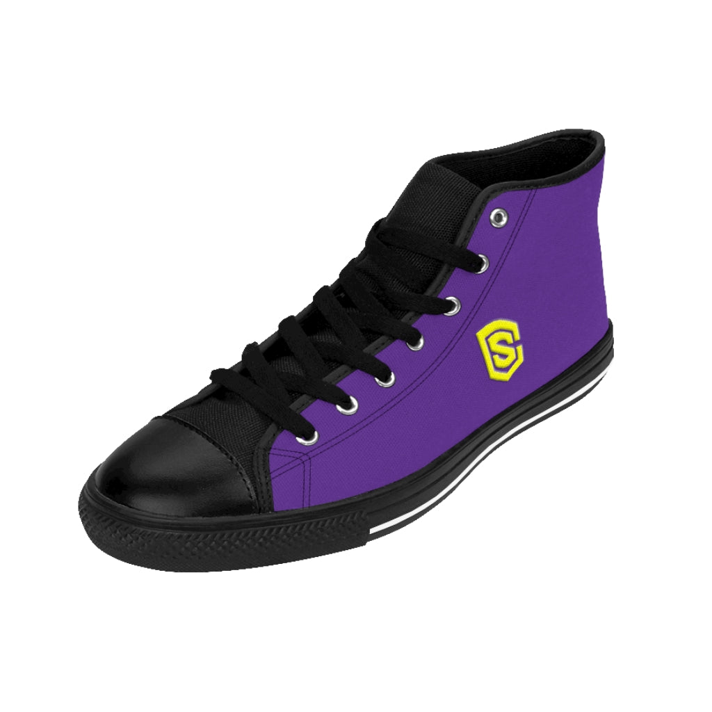 purple Men's High-top Sneakers - yellow logo