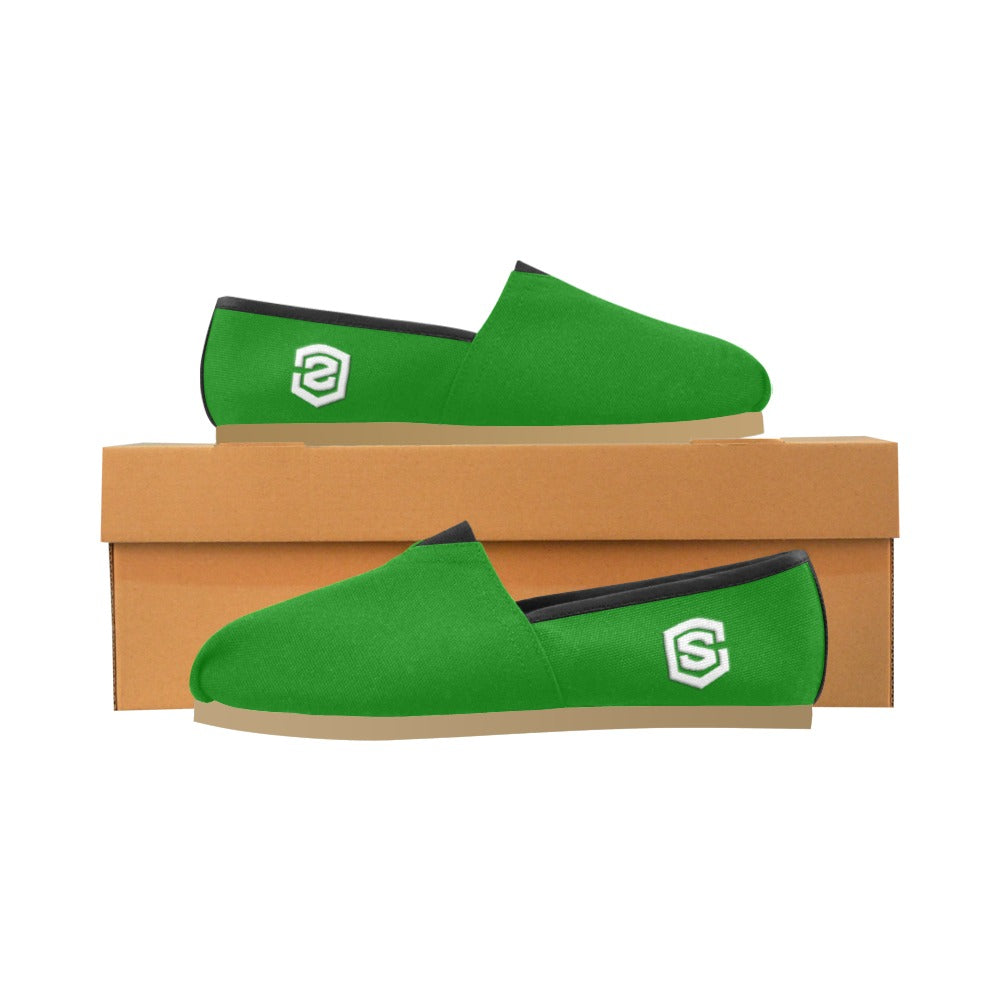 GREEN casual shoes for women WITH WHITE LOGO Casual Canvas Women's Shoes (Model 004) (Designs are mirrored)