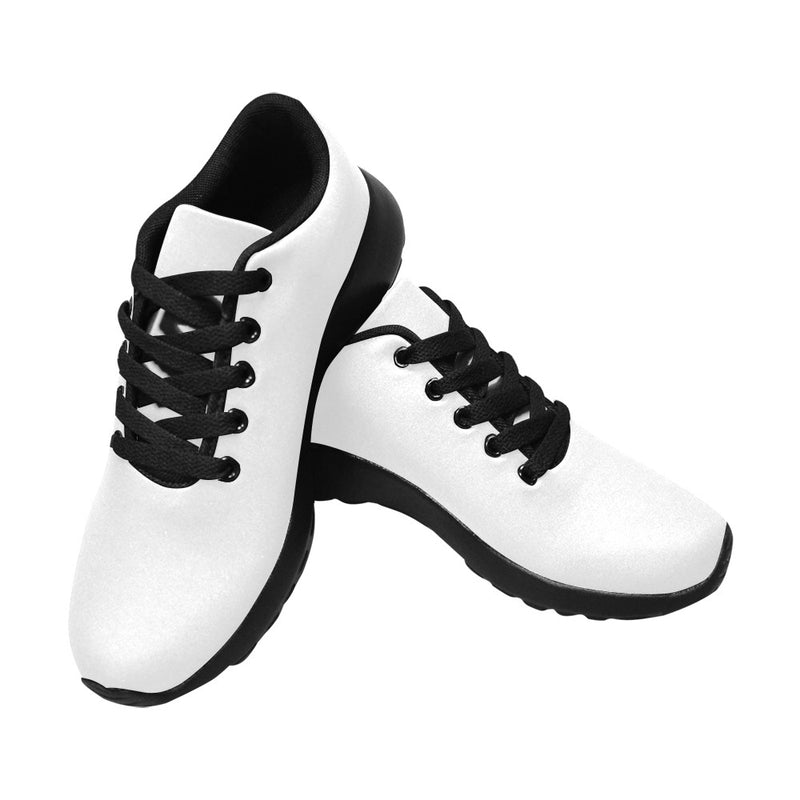 WHITE KID SNEAKER WITH BLACK LOGO Kid's Sneakers (Little Kid / Big Kid) (Model020)