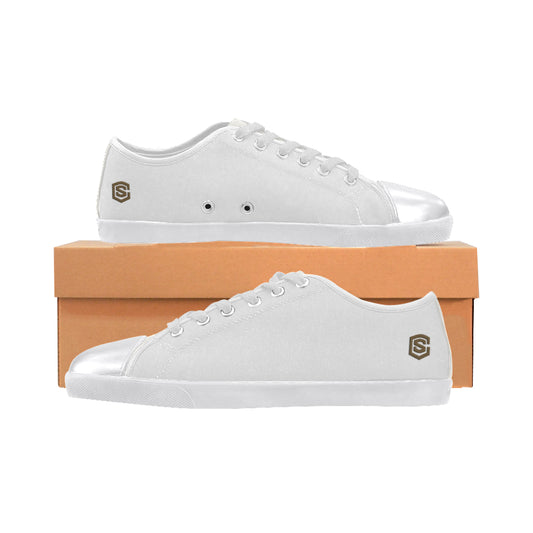 brown logo Women's Canvas Shoes (Model 016)