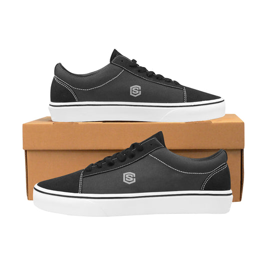 silver logo Women's Low Top Skateboarding Shoes (Model E001-2)