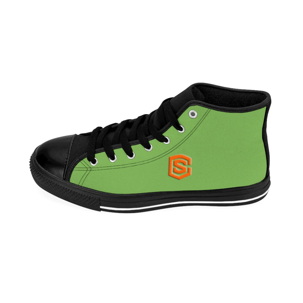 green Men's High-top Sneakers - orange logo