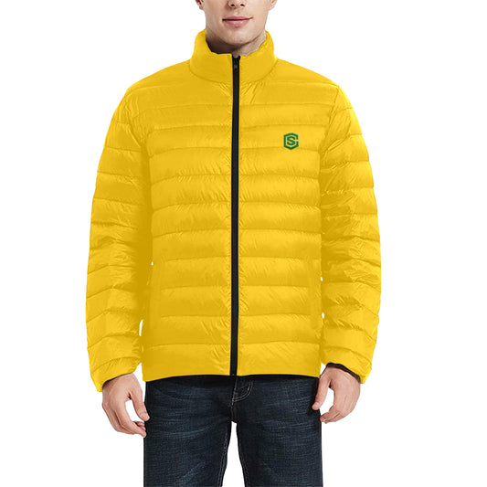 Green Logo Men's Stand Collar Padded Jacket (Model H41)