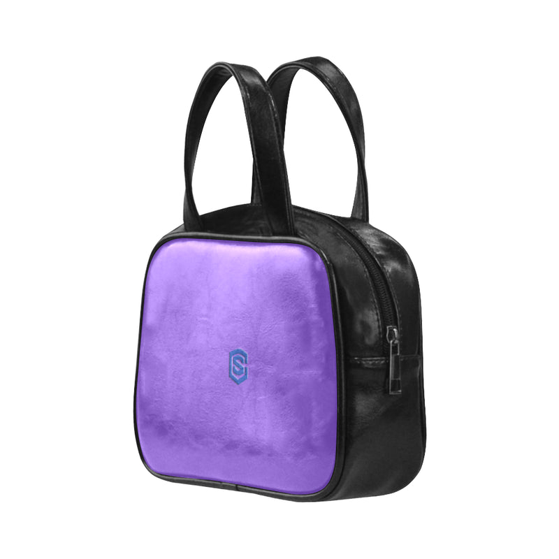 PURPLE LEATHER TOP HANDLE HANDBAG  blue logo Leather Top Handle Handbag (Model 1662)