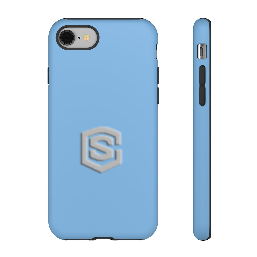 Blue Tough Cases Silver Logo
