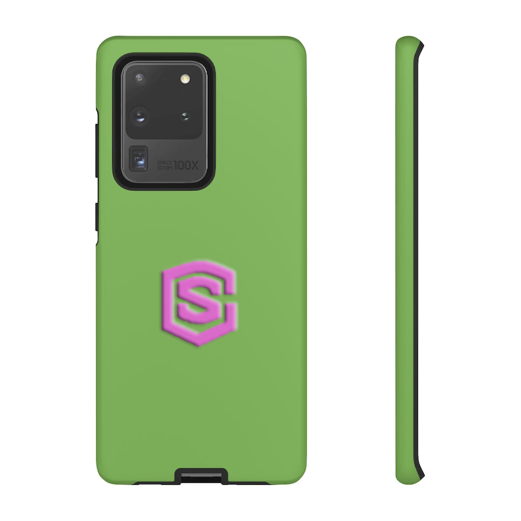Green Tough Cases Pink Logo