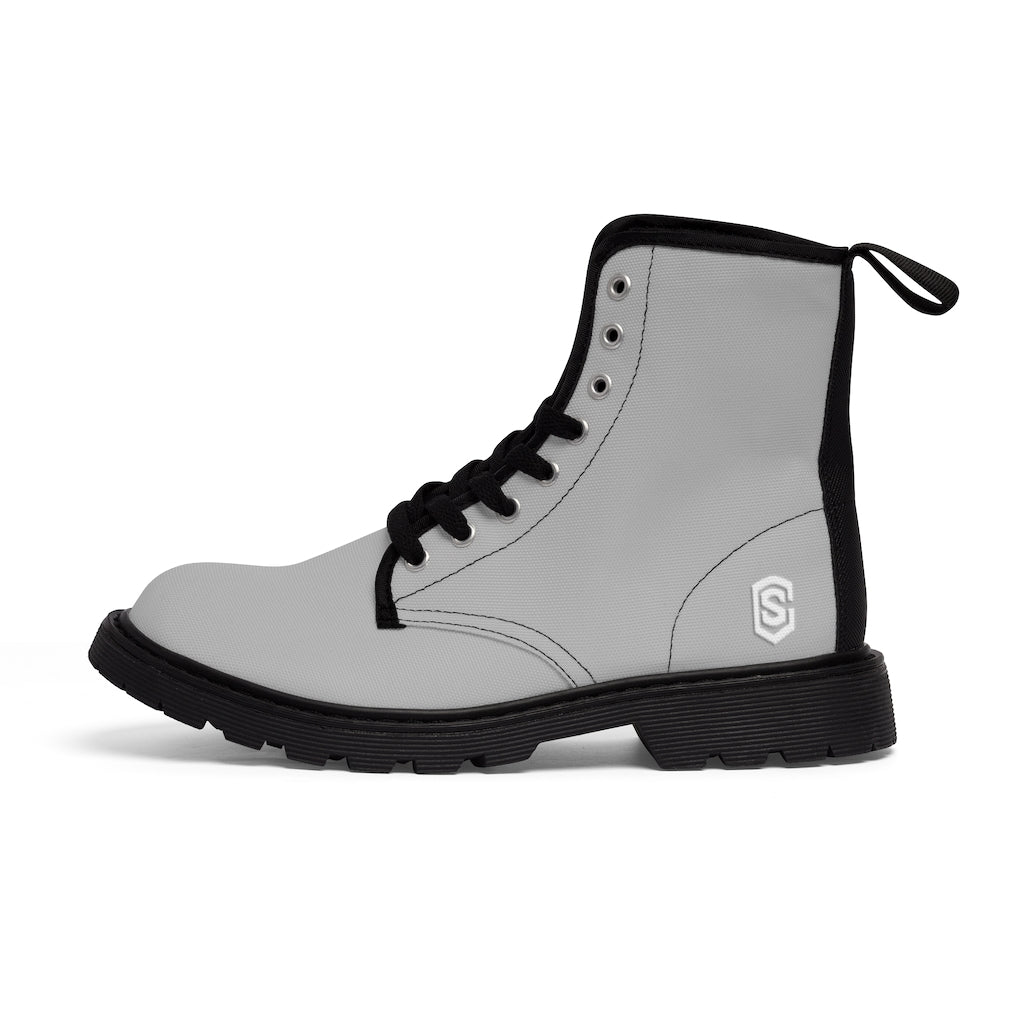 Grey Men's Canvas Boots White Logo