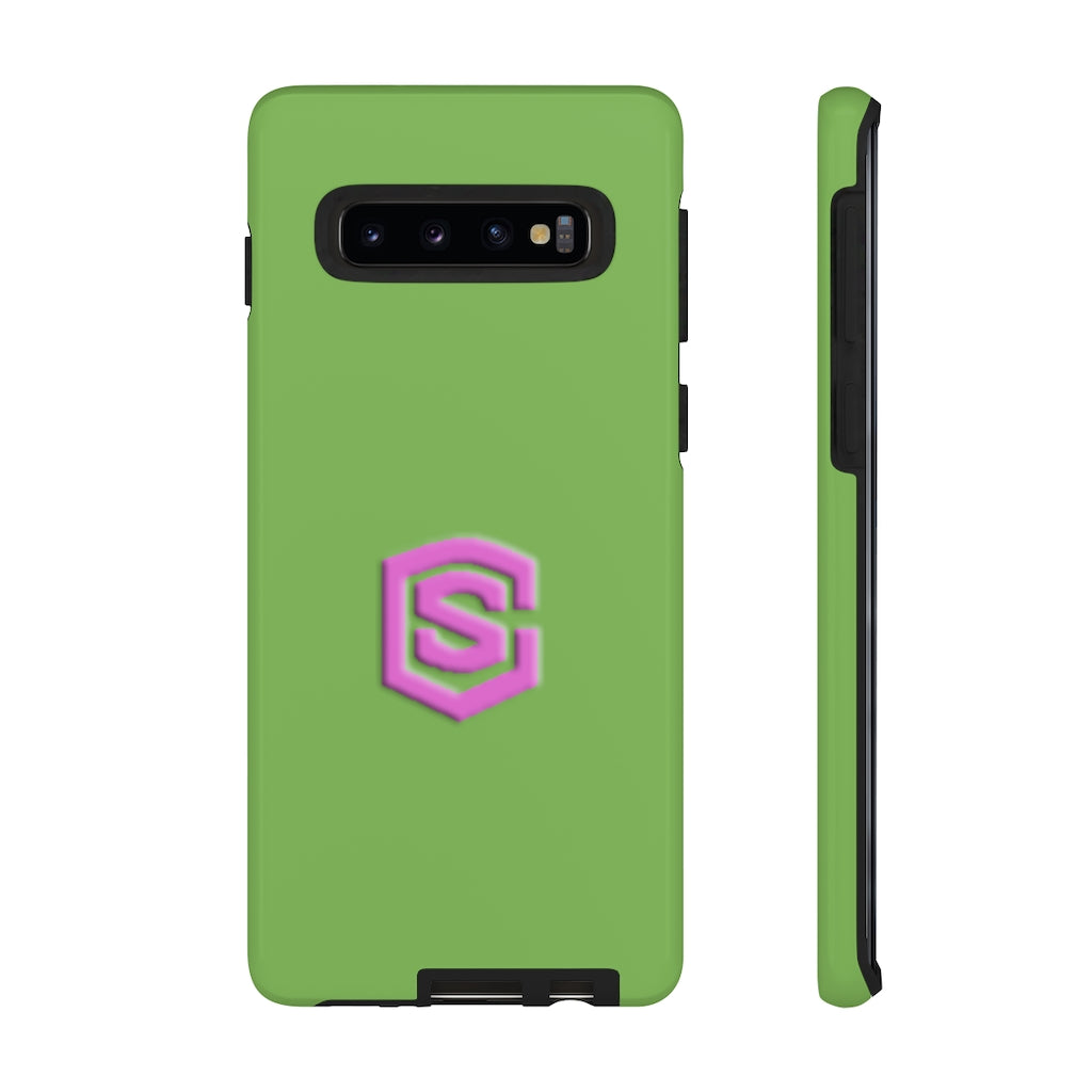 Green Tough Cases Pink Logo