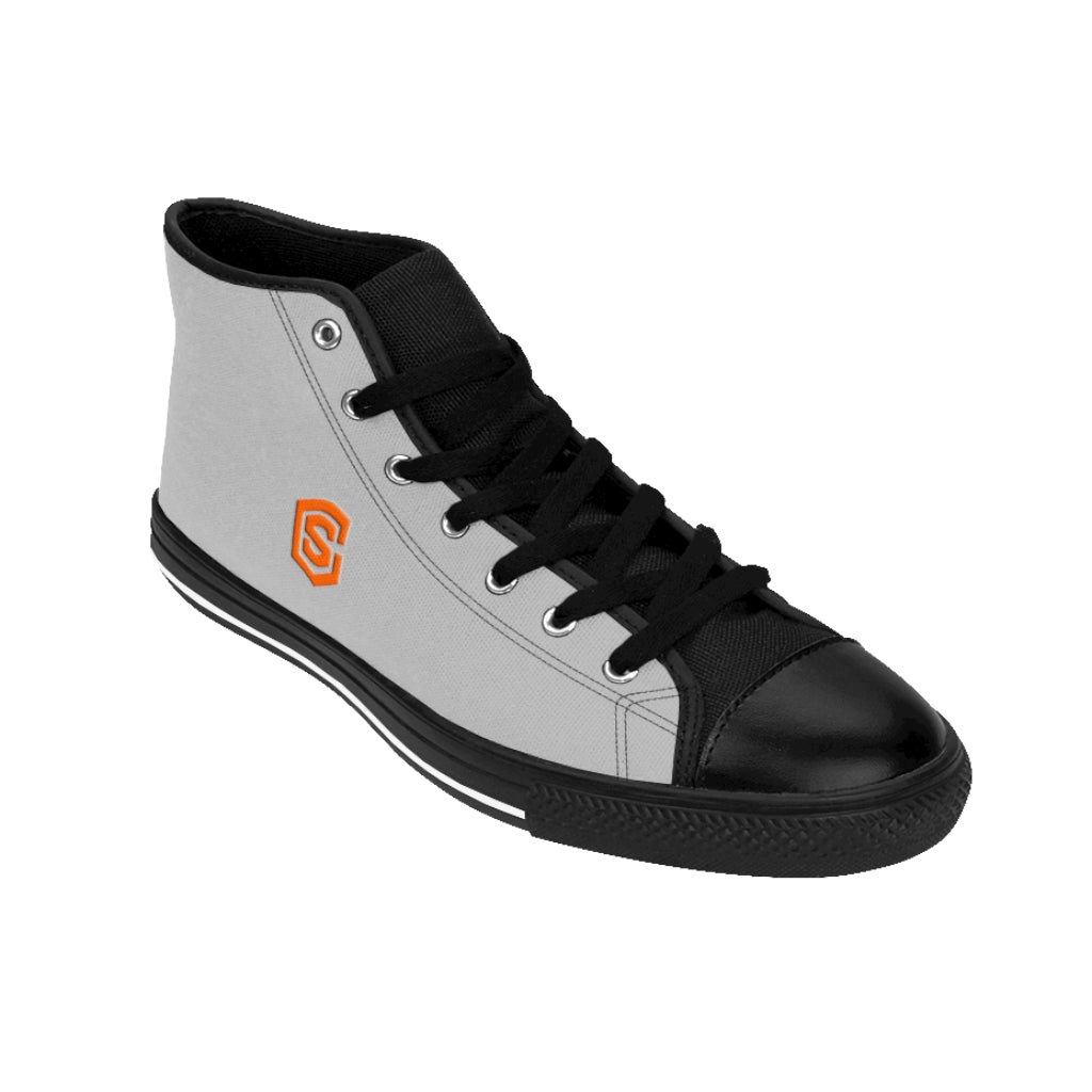 grey Men's High-top Sneakers - orange logo