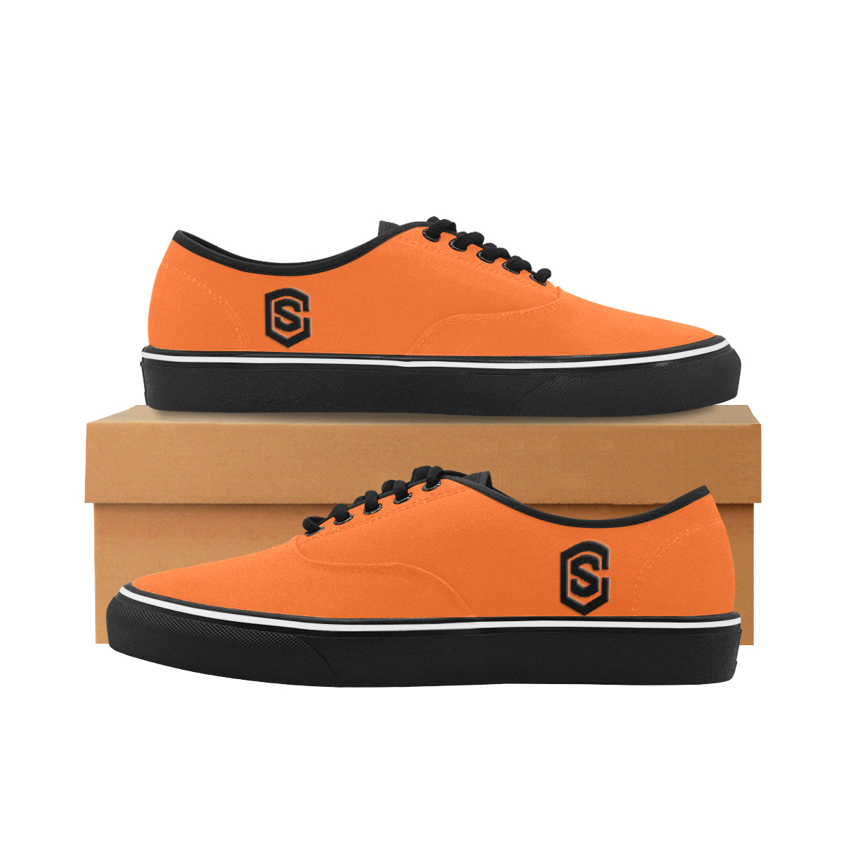 black logo Classic Men's Canvas Low Top Shoes/Large (Model E001-4)