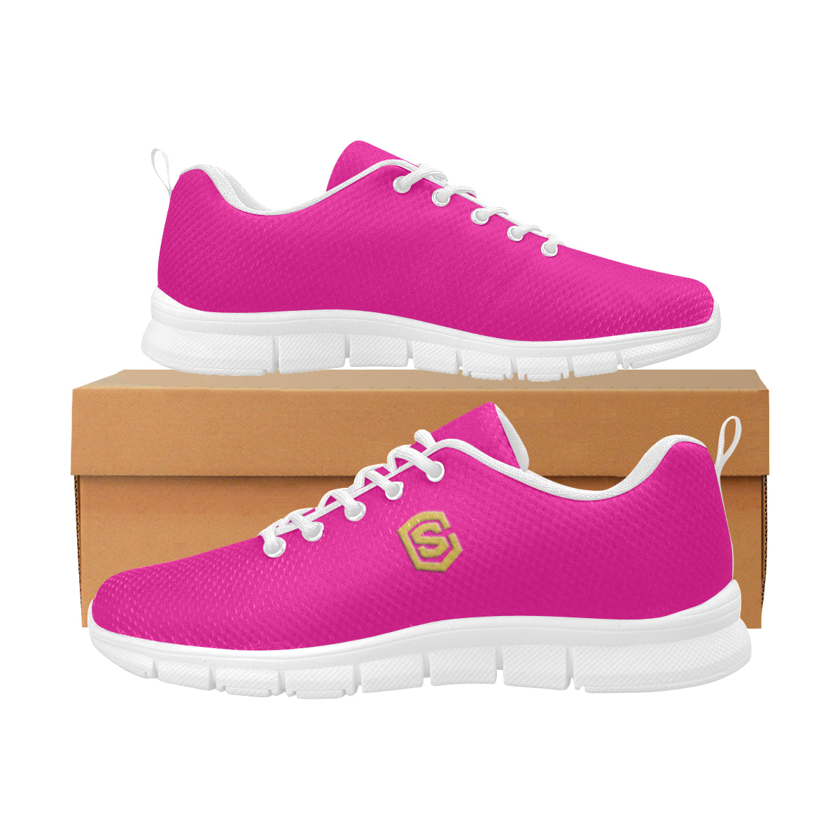 gold logo Women's Breathable Running Shoes (Model 055)