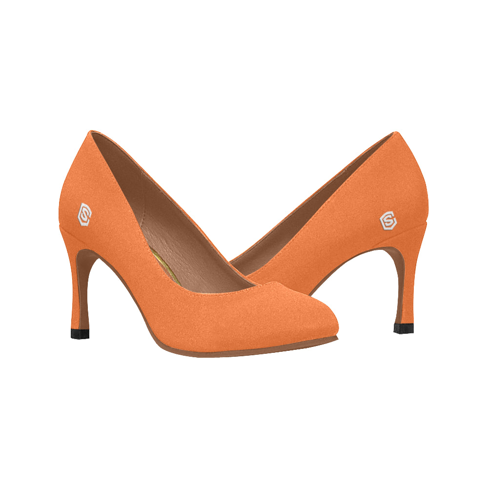 SANDY BROWN Women's High Heels white logo Women's High Heels (Model 048)