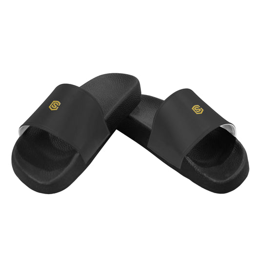gold logo Women's Slide Sandals (Model 057)