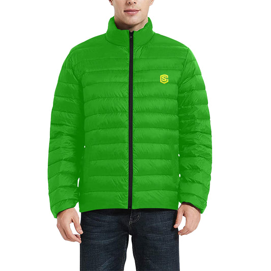 Yellow Logo Men's Stand Collar Padded Jacket (Model H41)